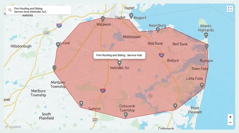 Service Area Map for Fimi Roofing and