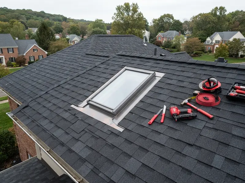Professional skylight installation on residential roof Professional skylight installation on residential roof